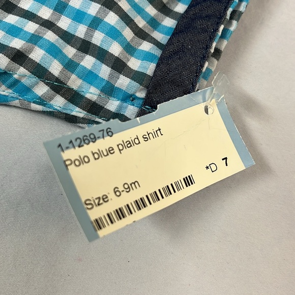 NWT 6-9M US Polo Association plaid button down shirt - Picture 3 of 4